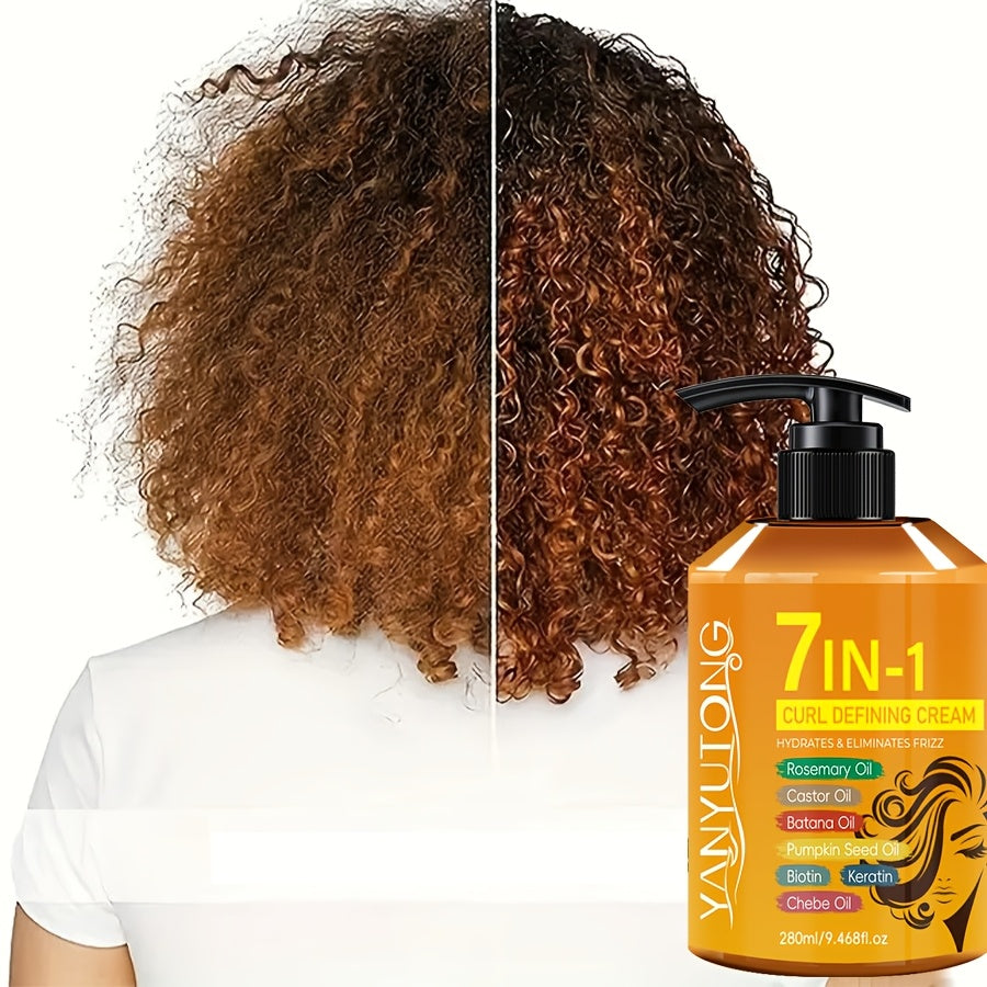 Upgraded New Arrival 7-in-1 Hair Curling Cream With Moroccan Argan Oil, 9.47oz*1 Bottle - Naturally Fluffy, Long-Lasting Hold, Moisturizing, Suitable For Wavy And Curly Hair, Protects Hair With Rosemary Curling Hair Products And Hair Care Products.