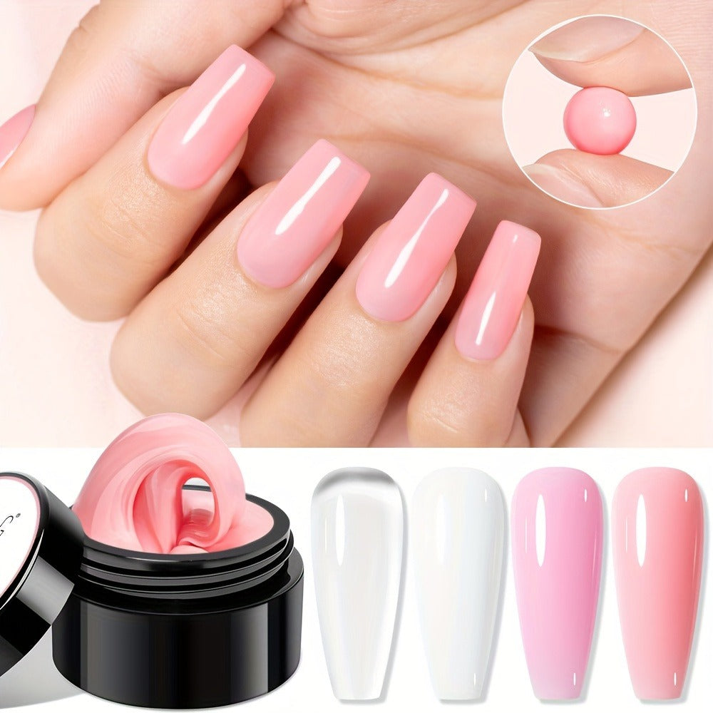 AWStorG 5pcs/Set Solid Gel Builder For Nails Starter Kit Clear Nude Nail Extension 3D Gel Nail Art Nail Glue For Acrylic Nails Rhinestone Gel Sculpture Molding Gel Hard Gel With Flower Molds Sculpting Brush