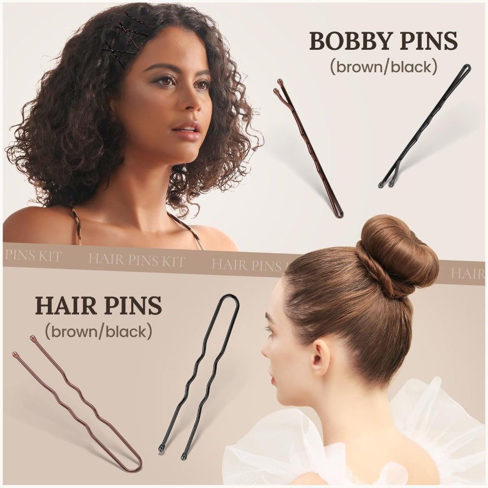 163pcs Hair Ties Clips Nets Styling Kit Girls Dance Hair Additions Portable Hairstyle Tools Dance Competition Performance Styling Pack