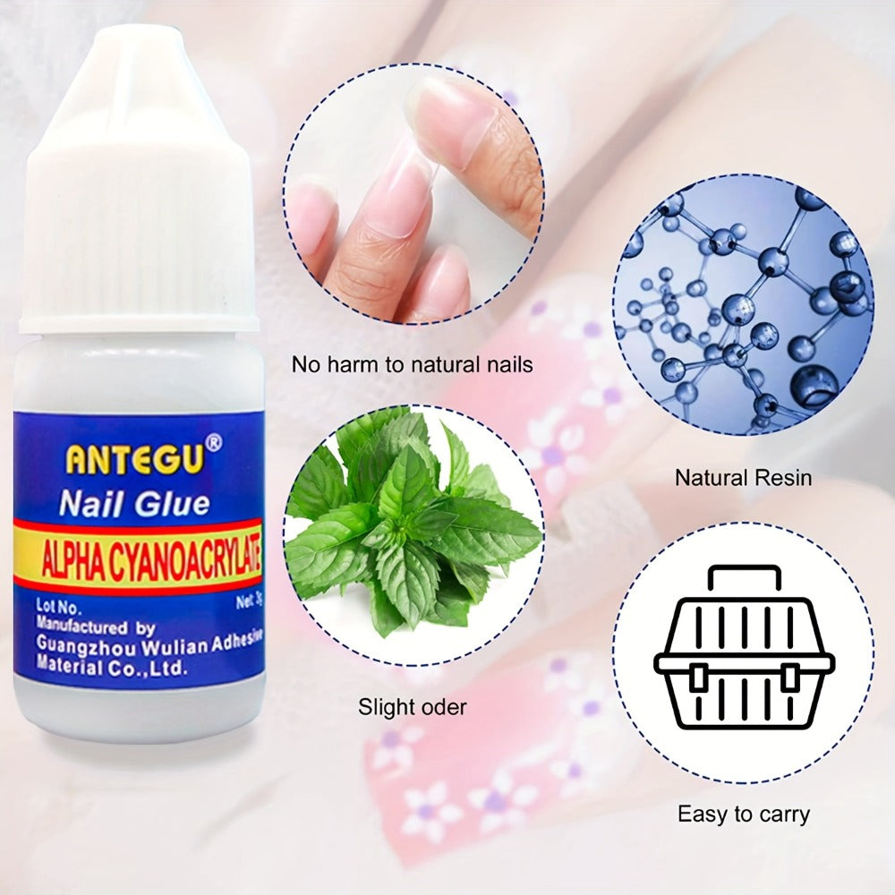 20 Bottles Of Nail Glue, Super Strong Acrylic Nail Glue, Professional Nail Patch Glue for Press On Nails, Long Lasting Acrylic Nail Glue for Nail Patches, Broken Nails Bonding False Nails.