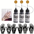 Temporary Tattoo Kit Freehand Ink Semi Permanent Tattoo Jagua Gel Free Stencils Fake Freckles Temp Tattoos for Women Men - Full Kit 3 Bottles (2 Bottles Brown, 1 Bottle Red Color ) for Weddings, Valentine'S Day