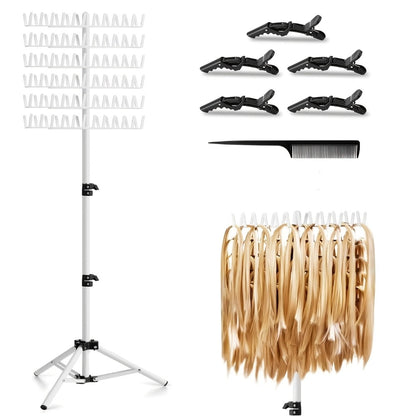 Hair Extension Rack 144 Pegs Standing Braiding Hair Holder Organizer with Divider Separator Freestanding Display Stand for Salon Home Retail Black White Pink