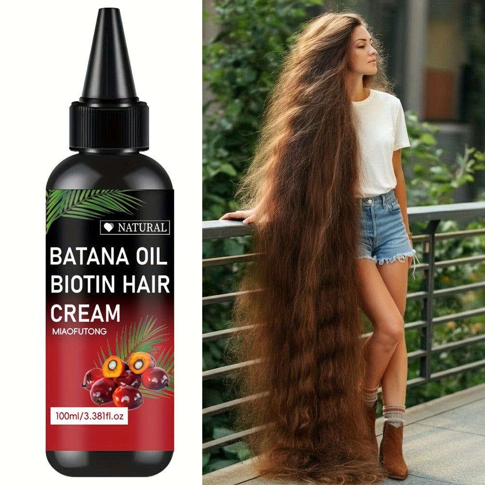 Batana Hair Oil with Rosemary & Biotin 100ml | Scalp & Hair Care Strengthening Oil | Prevents Breakage Split Ends | All Hair Types 3.38oz
