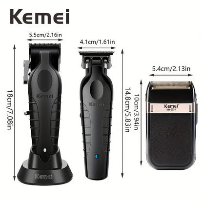 Professional Grooming Set for Men 3pcs USB Rechargeable Electric Hair Clipper Razor Beard Trimmer High-Precision Cordless Close Shave Home Salon Gift for Dad
