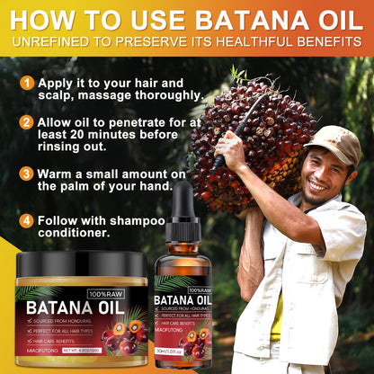 Batana Hair Oil 2-Pack Pure Honduran Natural Formula - Scalp Nourishing Strengthening Repair Oil for Dry Damaged Brittle Thinning Hair Breakage Split Ends Women Men