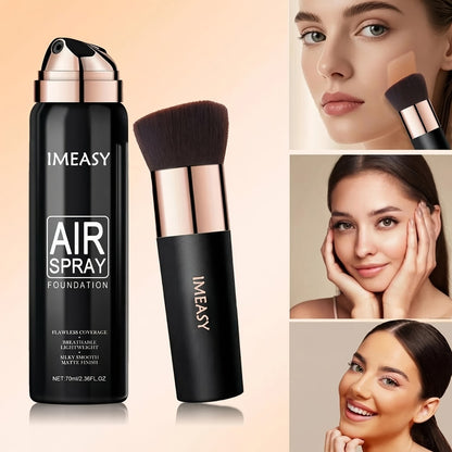 Air Spray Foundation with Brush 3 Shades Liquid Foundation Natural Concealer Light to Medium Buildable Coverage Smooth Texture for All Skin Types