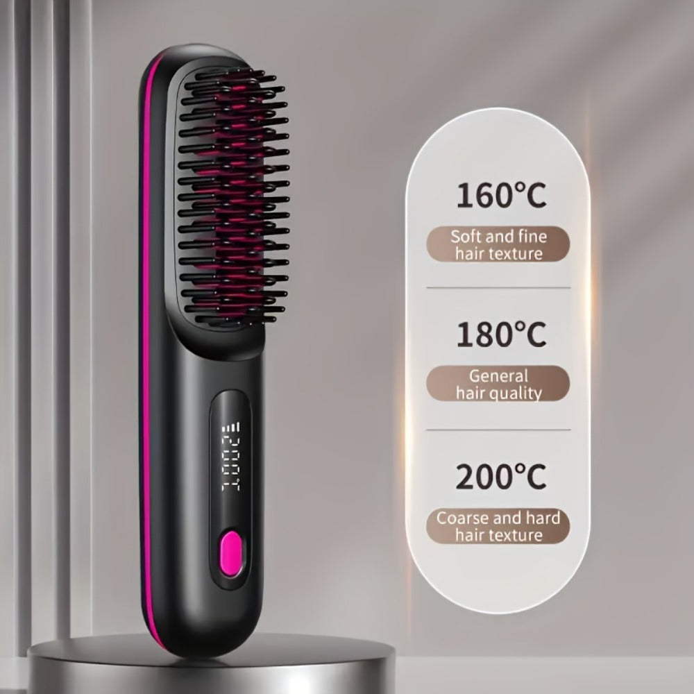 2-in-1 Portable Wireless Multifunctional Ceramic Straightener And Curling Iron, 3-speed Adjustable Temperature, Dual-purpose Design, Suitable For Styling And Curling, No Harm, Supports USB-C Charging, Long-lasting Durability, Travel Use