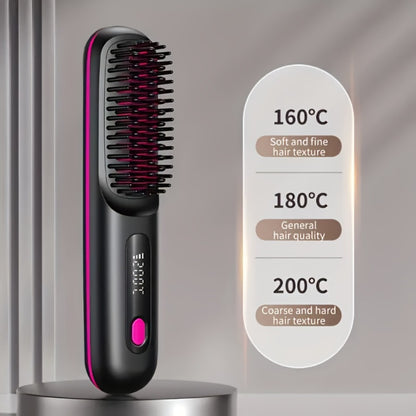 Cordless Hair Straightener 2-in-1 Wireless Ceramic Flat Iron Curler - USB-C Rechargeable 3-Speed Temp Portable Travel Styling Tool Black White