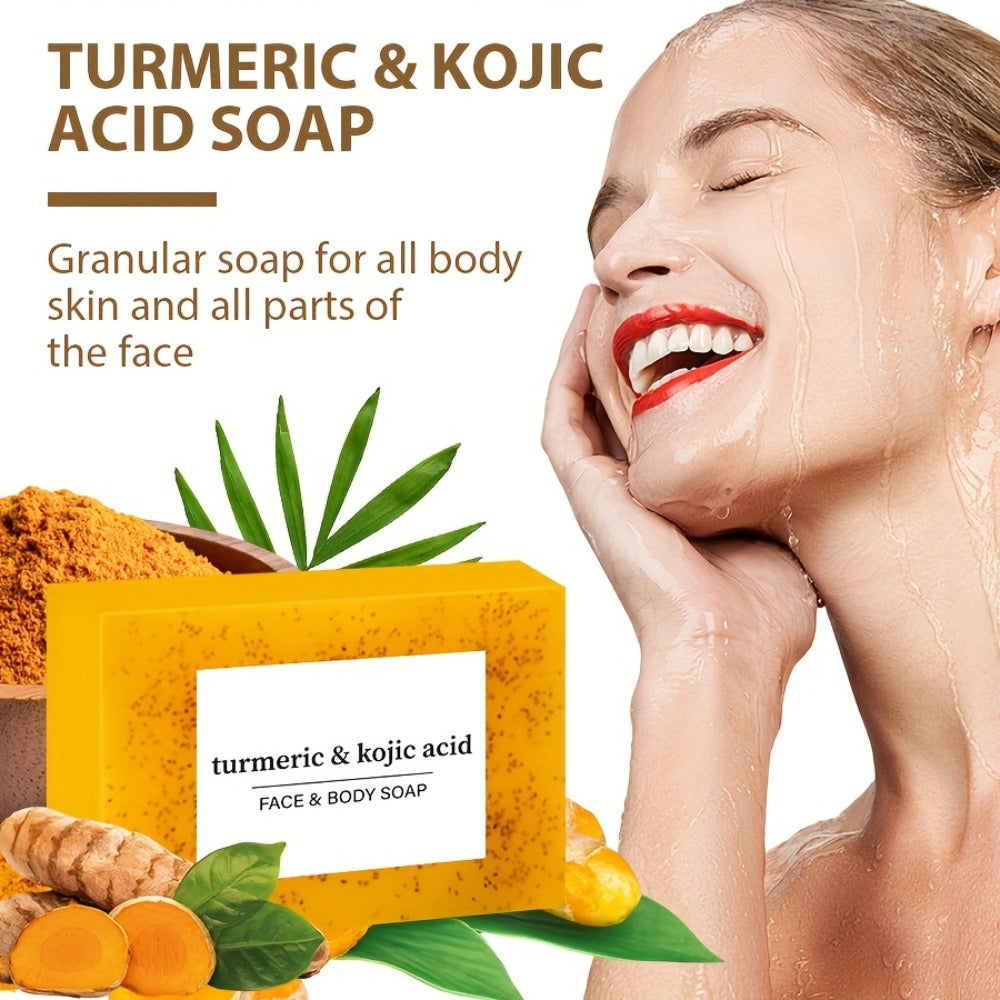 6/12pcs Turmeric Soap Set with Lemon, Turmeric Cleansing Soap, Body Soap, Handmade, Alcohol-Free, Great for Facial And Body Cleansing, Exfoliating Bath Soap, with Two Lathering Screens, Oil Control