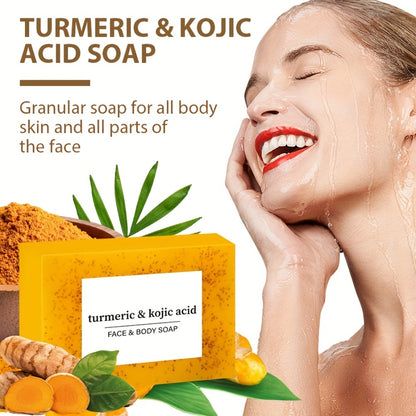 Turmeric Soap Bar Set with Lemon Handmade Natural Exfoliating Face Body Cleansing Soap Oil Control Alcohol Free with Lathering Screens 6 / 12pcs