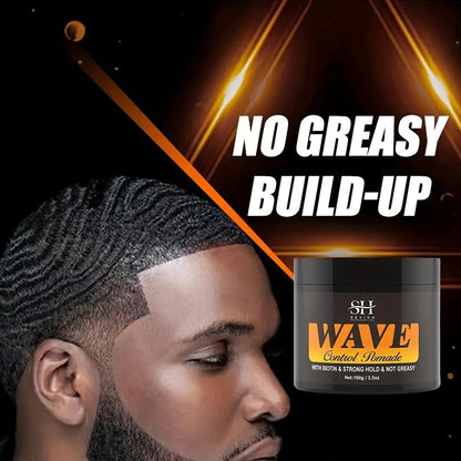 360 Wave Pomade for Men — Strong Hold Hair Styling with Silky Shine & Layered Wave Control, Glycerin Formula, 4-Piece or 5-Piece Set with Silky Durag & Wave Brush, 100g