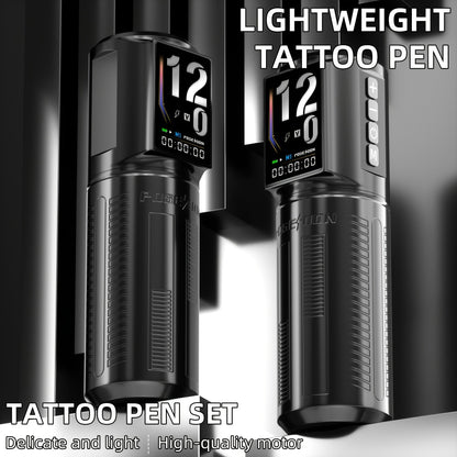 Wireless Tattoo Pen Kit LED Color Screen Rotary Tattoo Machine 2300mAh Battery with 10 Cartridge Needles 11 Tattoo Inks Aluminum Alloy Pen Complete Tattoo Kit for Beginners & Artists BT29