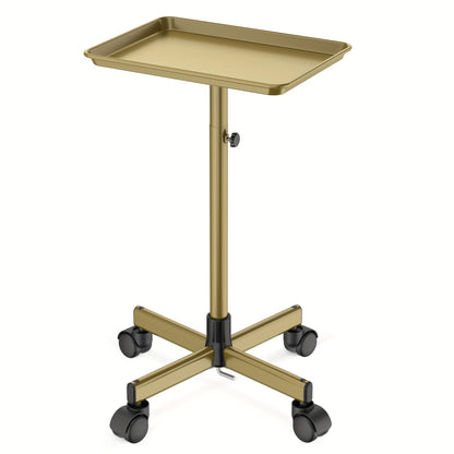 Salon Rolling Tray on Wheels — Premium Aluminum Adjustable Hairdresser Cart, Tattoo Tray, Spa Service Trolley for Nail Tech, Barber, Beauty Studio, 6 Colors