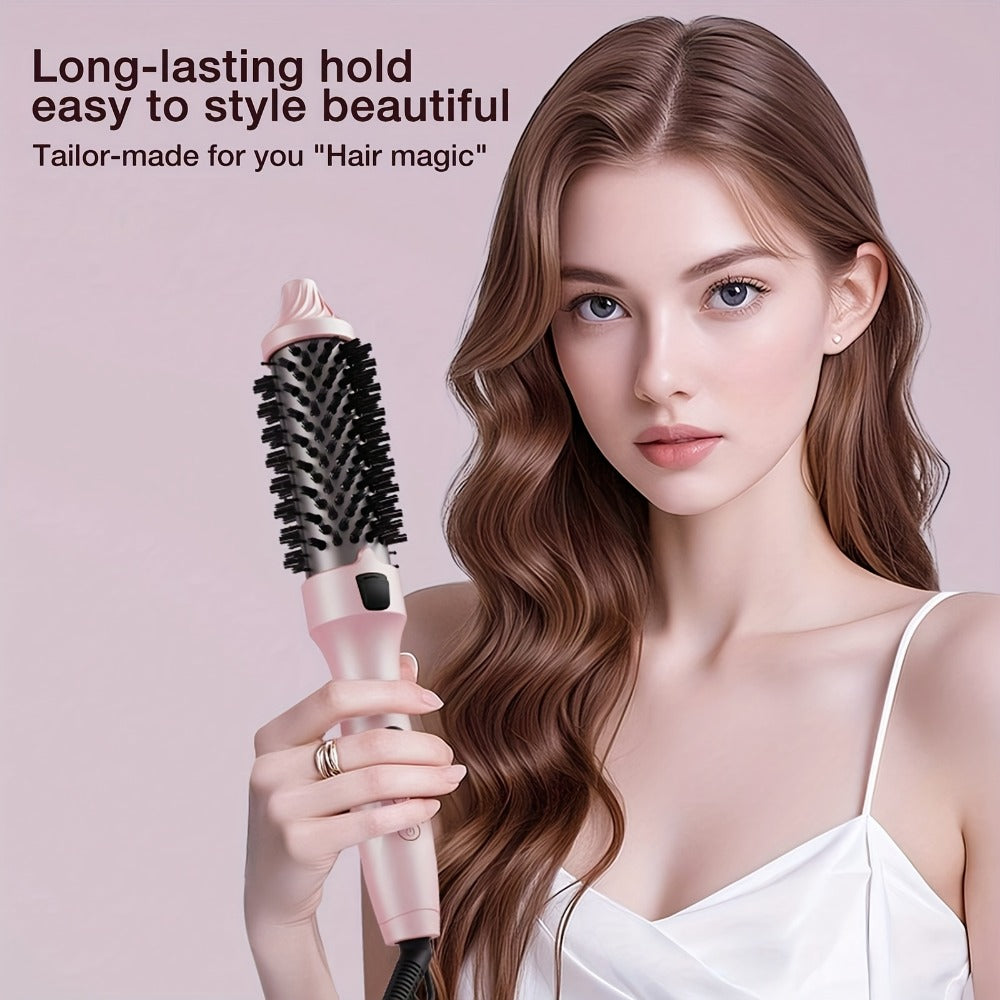 Thermal Air Brush, Straight & Curling 2-in-1 Blowout & Natural Curls, Negative Ion Tech for Frizz-Free, Temp Control & Lightweight for Travel/Gift
