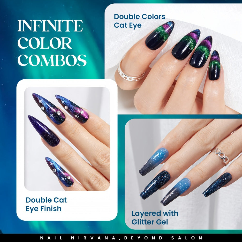 Beetles 24pcs Gel Nail Polish Kits Gift Set, 20 Colors Cat Eye Color Changing Glitter Gel Polish Set with Base Gel Glossy Matte Top Coat, Soak Off Nail Gel Holiday DIY Nail Art Salon