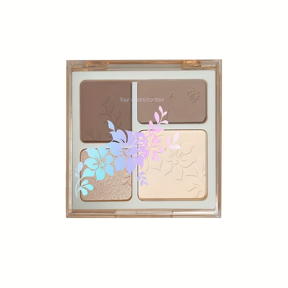 Contour Palette 4 Colors - Matte & Glossy Shades for Face Contouring, Highlighting & Eyeshadow | Multifunctional Bronzer Blush Palette for Sculpting & Defining Facial Features | Everyday Makeup