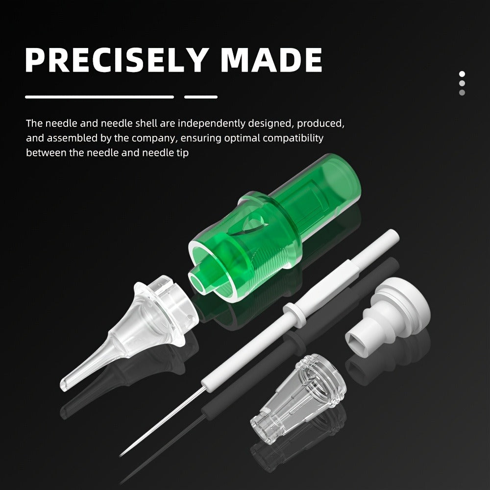 Disposable Tattoo Needles 20pcs Mixed Set - RL RS M1 C-M Multi-Gauge, High Transparency Cartridge, Lasting Sharpness & Ample Ink Capacity for Professional Artists & Beginners