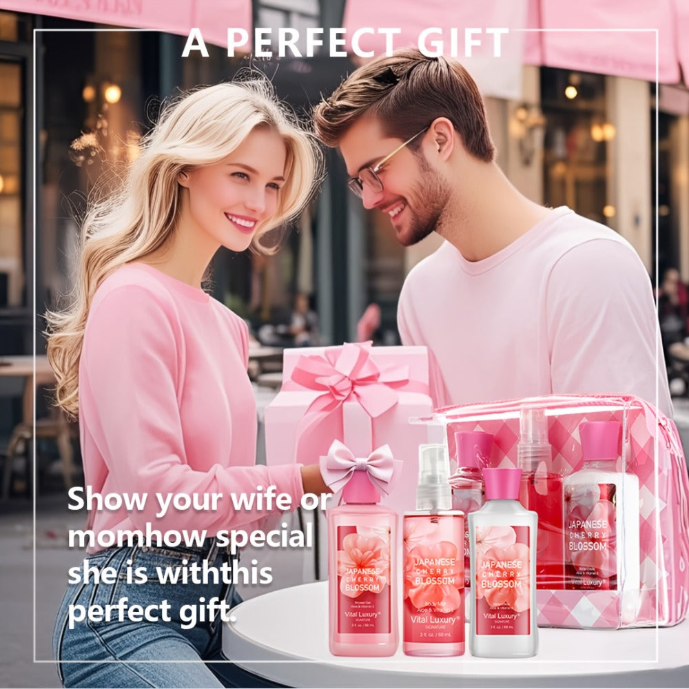 Japanese Cherry Blossom Bath & Body Care Set |3oz (Shower Gel Body Lotion Body Mist) Luxurious Foam Material, With A Refreshing And Deodorizing Aroma, Suitable For All SeasonsAn Excellent Gift For Mothers, Wives, Sisters, And Girlfriends