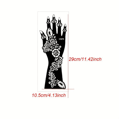 Tattoo Stencils 8-Piece Set Vintage Ramadan Henna-Style Designs | Reusable Body Art Stencils for Brides Bridal Party | Valentine's Day New Year Celebration Skin Decoration Stickers