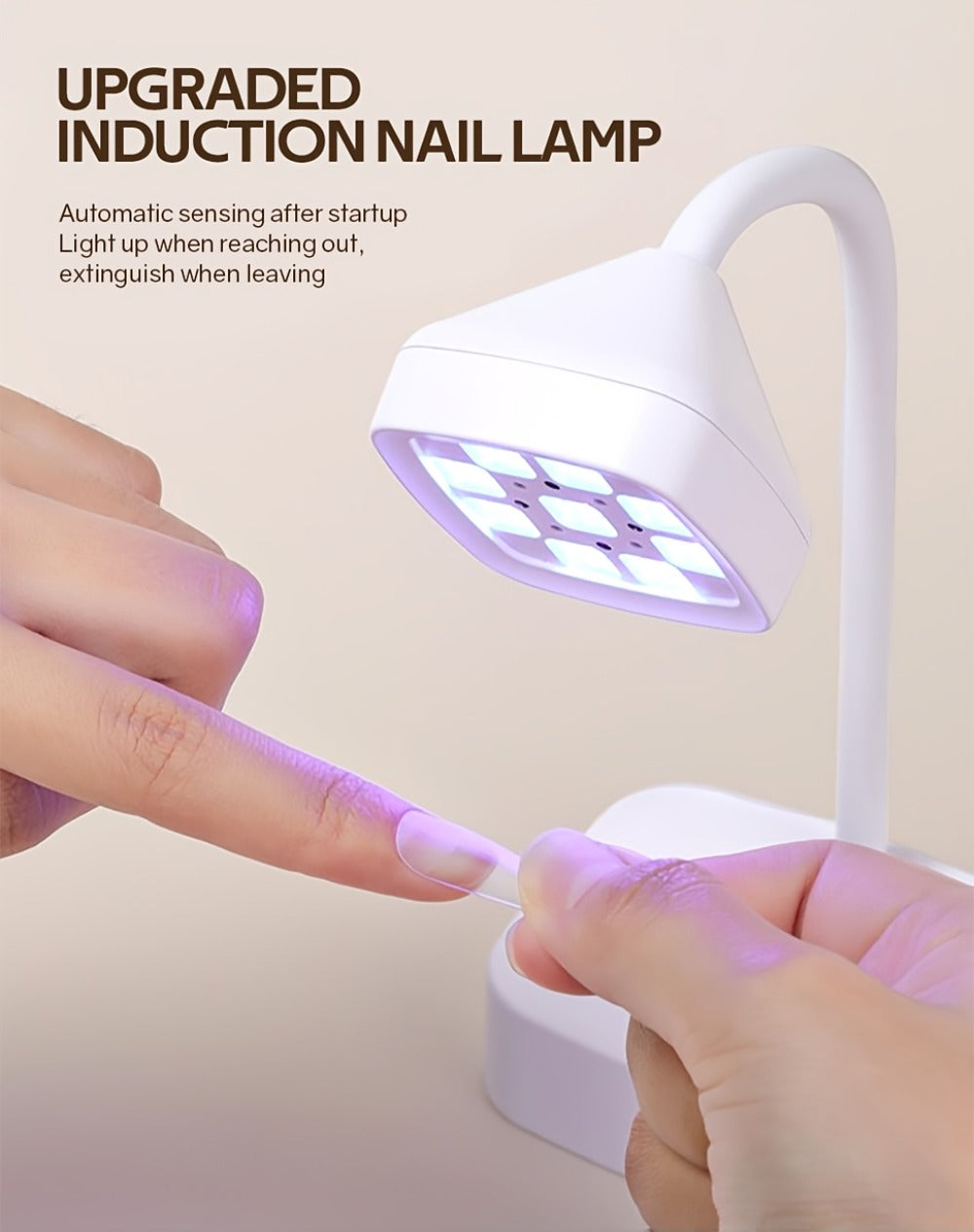 Blue Light Rechargeable Desktop Nail Lamp with Smart Sensor, 360° Adjustable & Portable, Includes 30s/60s Timer, Suitable for All Gel Nails – Salon and Home Use