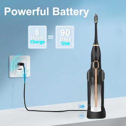 Sonic Electric Toothbrush IPX8 Waterproof with 8 Replacement Brush Heads, USB Rechargeable 500mAh, Metal Shaft, Travel Case & Toothbrush Holder, for Adults Men & Women, 5 Color Options