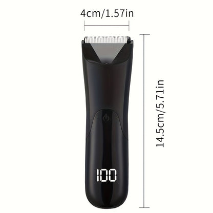 Men's Electric Groin Body Hair Trimmer Ceramic Blade USB Rechargeable Dry Wet Shaver 2 Protective Covers 500mAh Lithium Battery Valentine Father's Day Gift