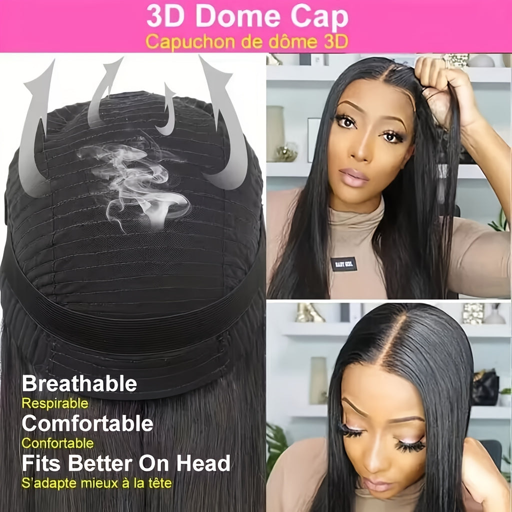Pre Cut Glueless Wigs Real Human Hair Put on And Go Bone Straight Human Hair Wigs for Women Pre Plucked 6X4.5 Ready to Wear Instantly Without Glue 3 Seconds to Wear Glueless Wig 200 Density Transparent Lace Front Human Hair Wigs Halloween Costume