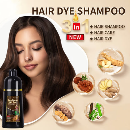 Hair Dye Shampoo 3-in-1 — RILSIC Instant Gray Coverage, Plant Squalene Natural Formula, 100% Grey Hair Color for Women & Men, 16.91oz