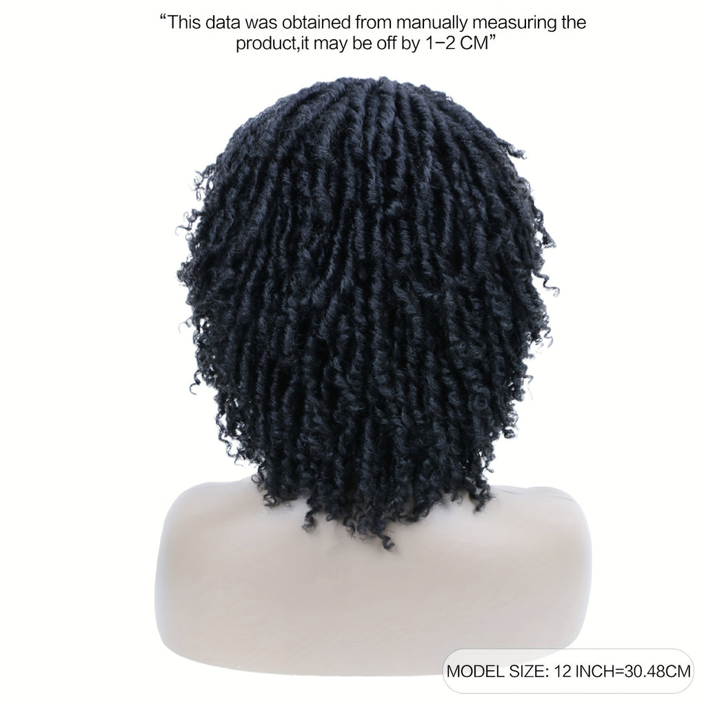 Dreadlock Braided Wigs with Headband Synthetic Goddess Faux Locs Hair Wig with Curly Ends Freetress Twist Crochet Hair Wigs for And Men Wigs Heat Resistant Fiber for Daily Party Use(1B, Dreadlock Wig)