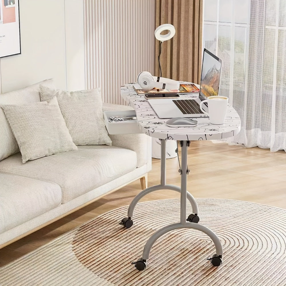 Foldable Nail Table for Manicures, Featuring a Drawer, LED Lamp, Four Lockable Wheels, And a Carrying Bag, Designed for with a Wrist Cushion