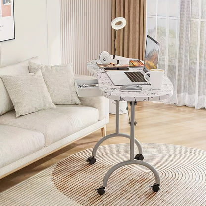 Foldable Nail Table with LED Lamp Drawer Lockable Wheels Wrist Cushion and Carrying Bag Portable Manicure Table for Nail Salon Technician Home Studio