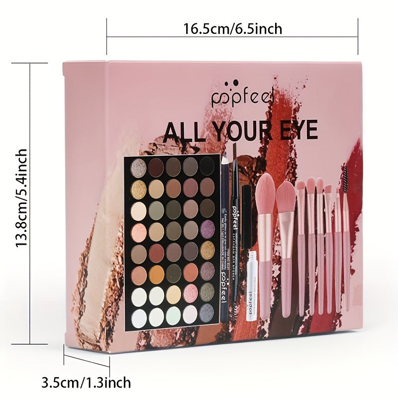 A Gift Set Featuring 40 Shades of Eye Shadow, Including a Black Eye Shadow, Brush, Eyeliner, And Eyebrow Pencil, Ideal for Beginners. This Is The Perfect Beauty Kit for Valentine'S Day