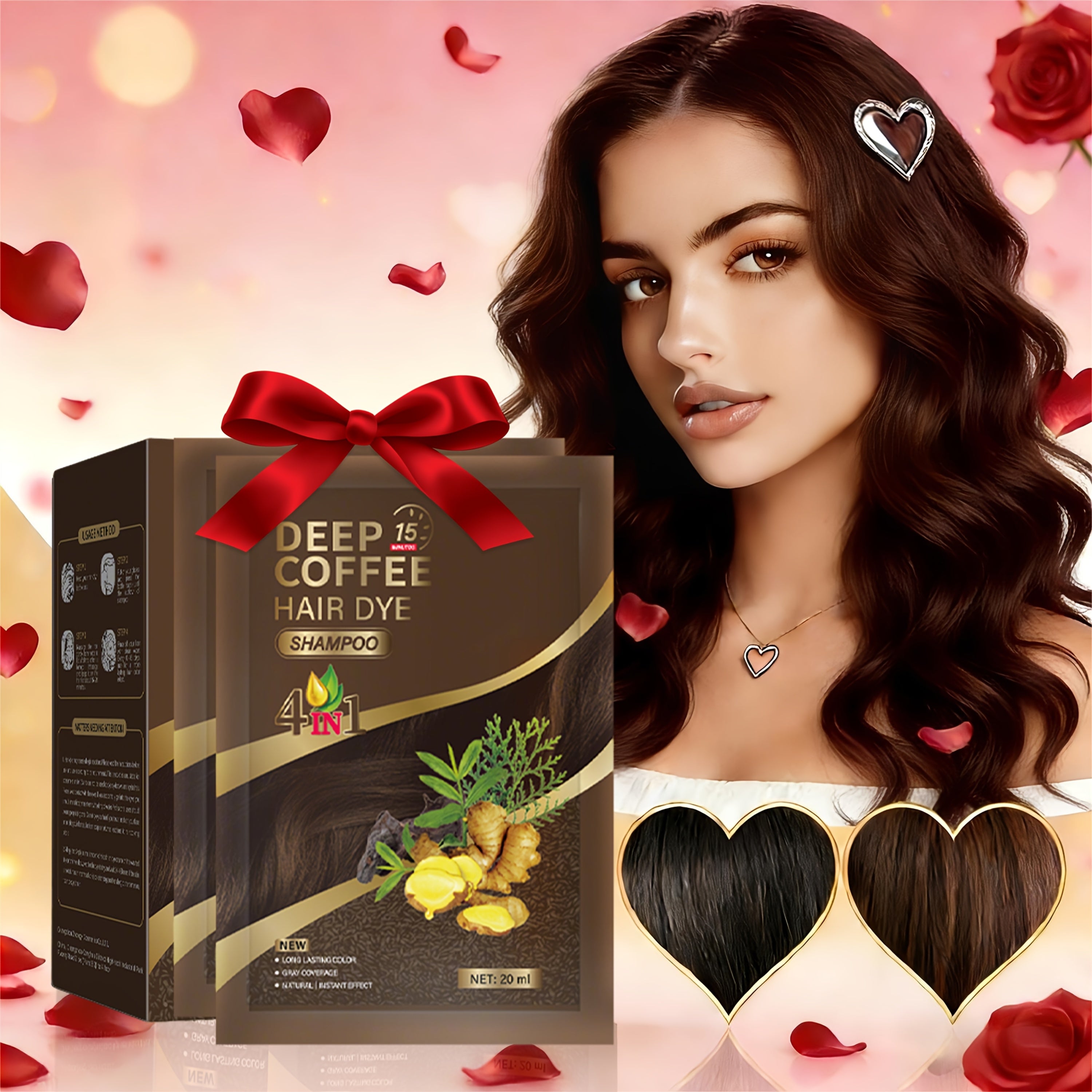 1 Box Of 10 Packs Of Portable Individual Packaging, Black/dark Brown/chestnut/coffee Shampoo-shampoo, Three-in-one Hair Dye Shampoo Natural Hair Dye Deep Cleansing Shampoo, Suitable for Men And Women