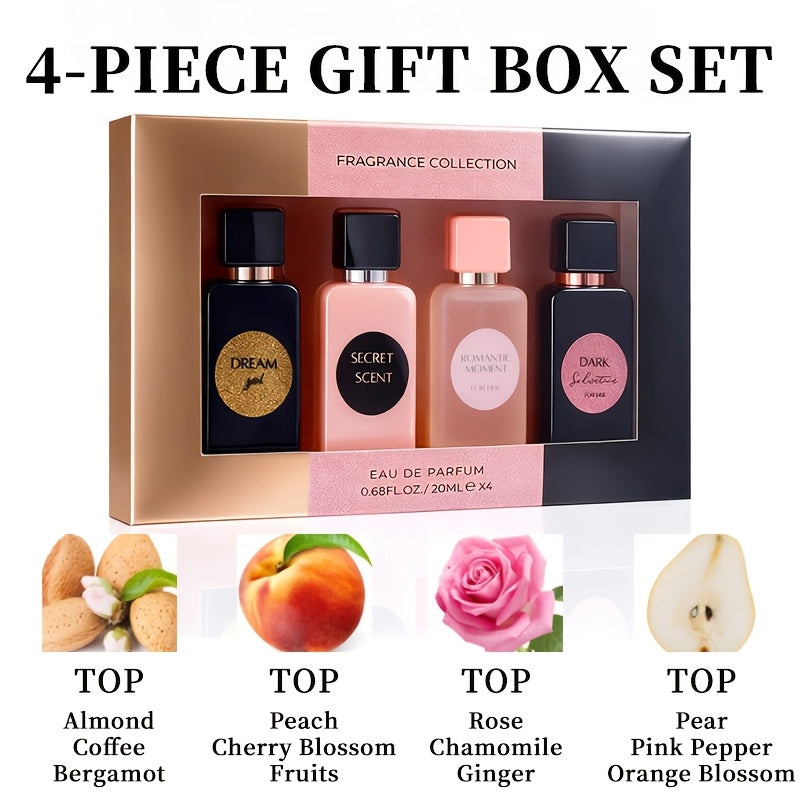 4pcs Women'S Perfume Holiday Gift Set (0.68 Oz Each) - 4 Long-Lasting Luxury Scents, Perfect for Dating & Parties