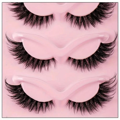 Cat Eye False Eyelashes 15 Pairs 3 Boxes — Natural Long Manga Lashes with Winged Tips for Elongated Eye Look, Wispy Strip Lashes for Dramatic Eye Makeup, Party & Everyday Wear