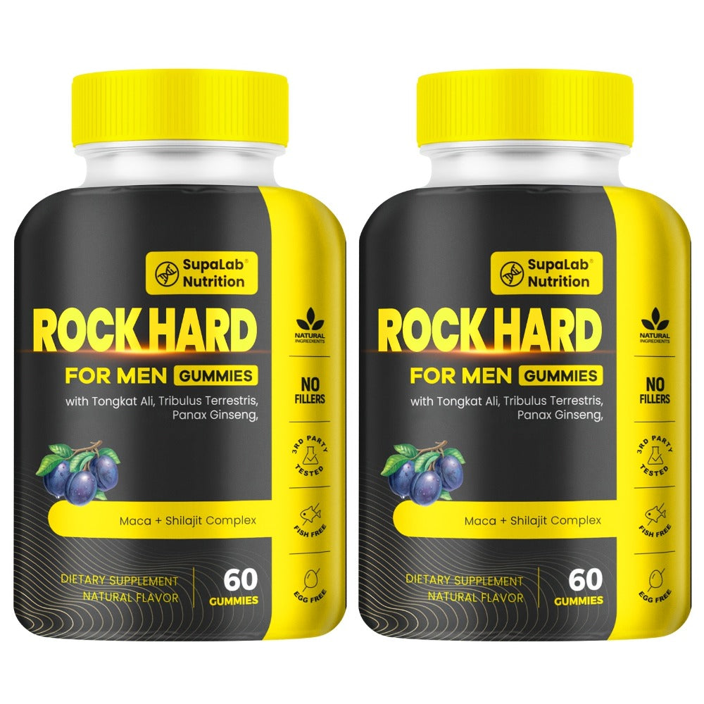 ROCK HARD Gummis - 17500mg Tongkat Ali, L-Citrulline, L-Arginine, Ashwagandha | Anytime Energy, Aronia Berry Flavor, 60 Gummies