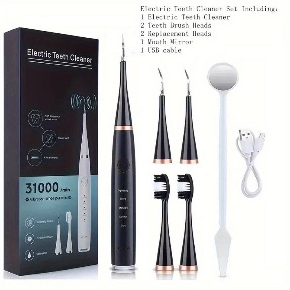 Electric Teeth Cleaner, USB Rechargeable Teeth Cleaning Tool Kit, 5 Cleaning Modes, Promote Gum Health, Suitable for Family And Friends Holiday Gifts