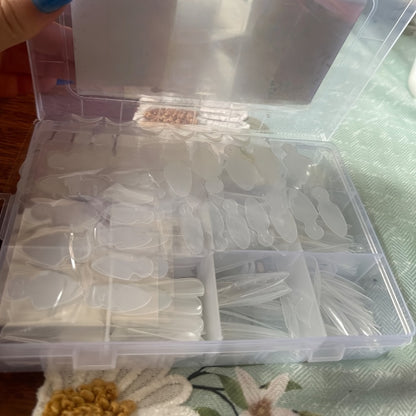 Dual Nail Form Kit for Poly Gel & French Nail Extensions - 192pcs Forms, 96pcs Reusable Pads, 8 Shapes Acrylic Mold, Brush Pen, Files, Clips - Complete Beginner Nail Extension Set