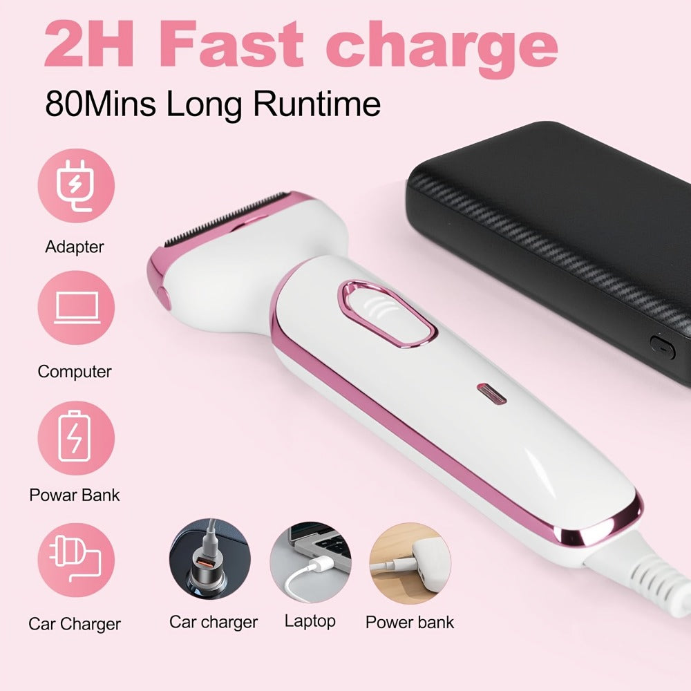4In1 Women'S Electric Hair Remover Multifunctional Women'S Electric Shaver Trimmer Set Bikini Line Trimmer for Women USB Rechargeable for Eyebrows, Nose, Face Legs Hair Removal Portable Gentle Perfect Gift for Women