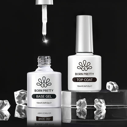Gel Nail Polish Base Coat & Top Coat Kit 4pcs - Nail Prep Dehydrator, Primer, Base Gel & Super Top Coat Set for Semi-Permanent Gel Manicure, 15ml & 10ml
