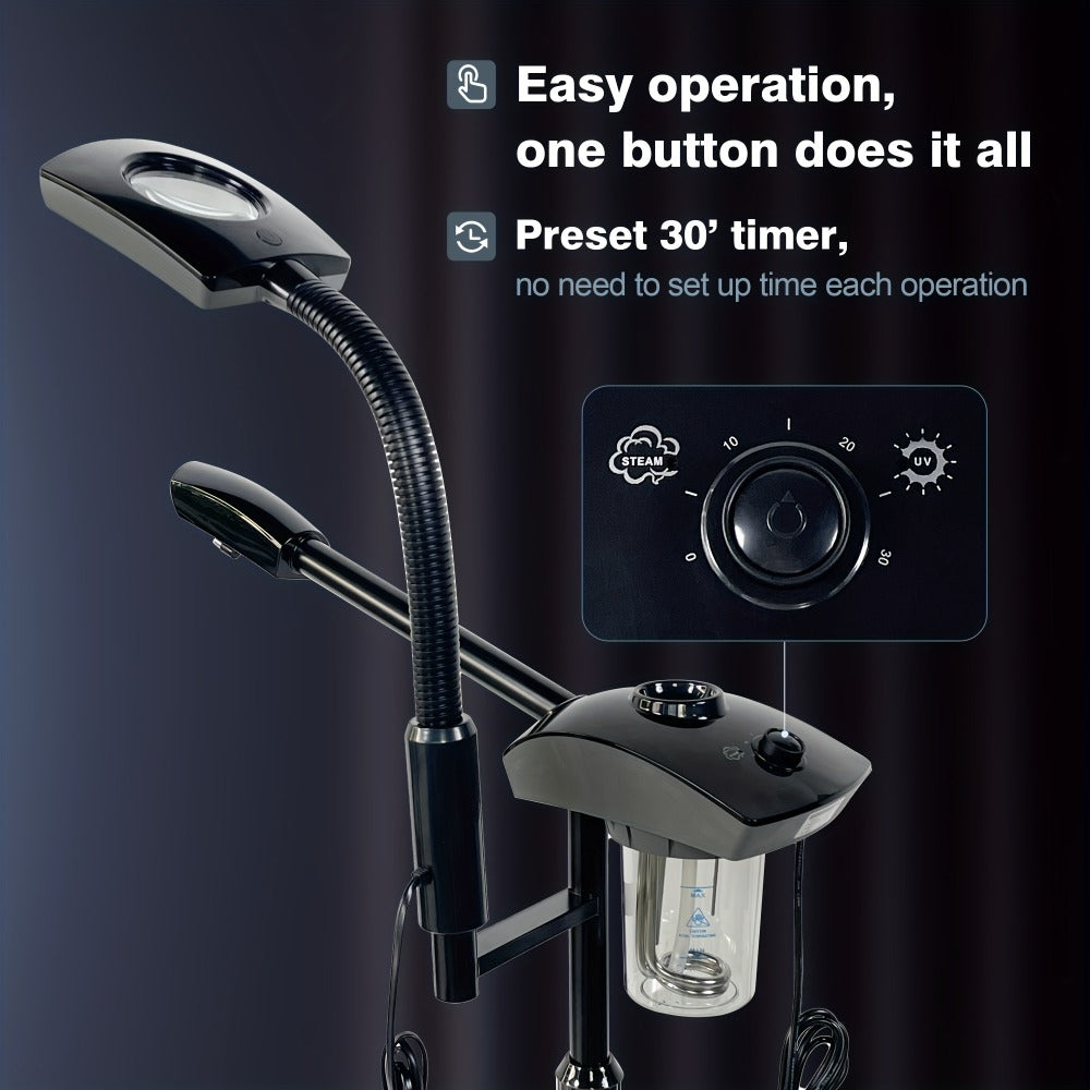 Professional Facial Steamer, 2-In-1 Ozone Facial Steamer on Wheels with 3X Magnifying Lamp, Time Preset Function Design for Face Sauna Spa Personal Care Use at Home, Valentine'S Gifts, Valentine'S Day Gift for Her