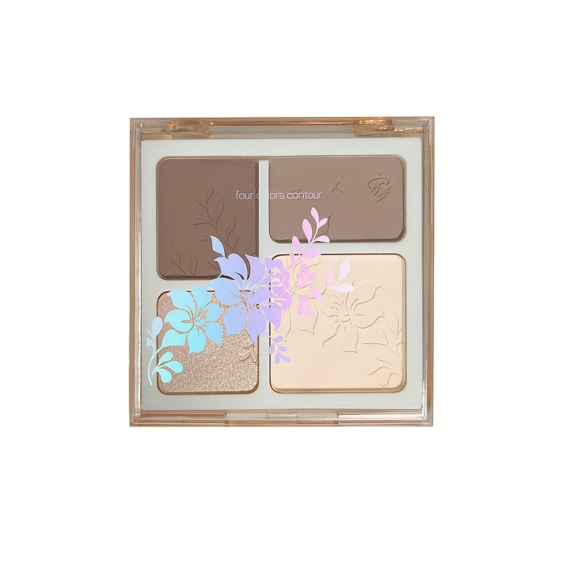 Contour Palette 4 Colors - Matte & Glossy Shades for Face Contouring, Highlighting & Eyeshadow | Multifunctional Bronzer Blush Palette for Sculpting & Defining Facial Features | Everyday Makeup