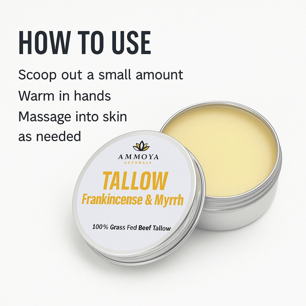 Tallow Balm – Grass-Fed Tallow Moisturizer | 3 Variants: Chamomile, Rose & Honey, or Frankincense Myrrh | Ammoya Naturals