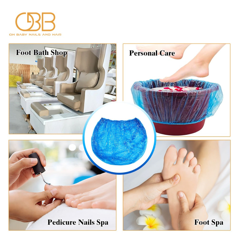 400pcs Blue Disposable Pedicure Spa Liners, Single-Use Plastic Foot Bath Bowl Liners for Nail Salon and Home Spa Use