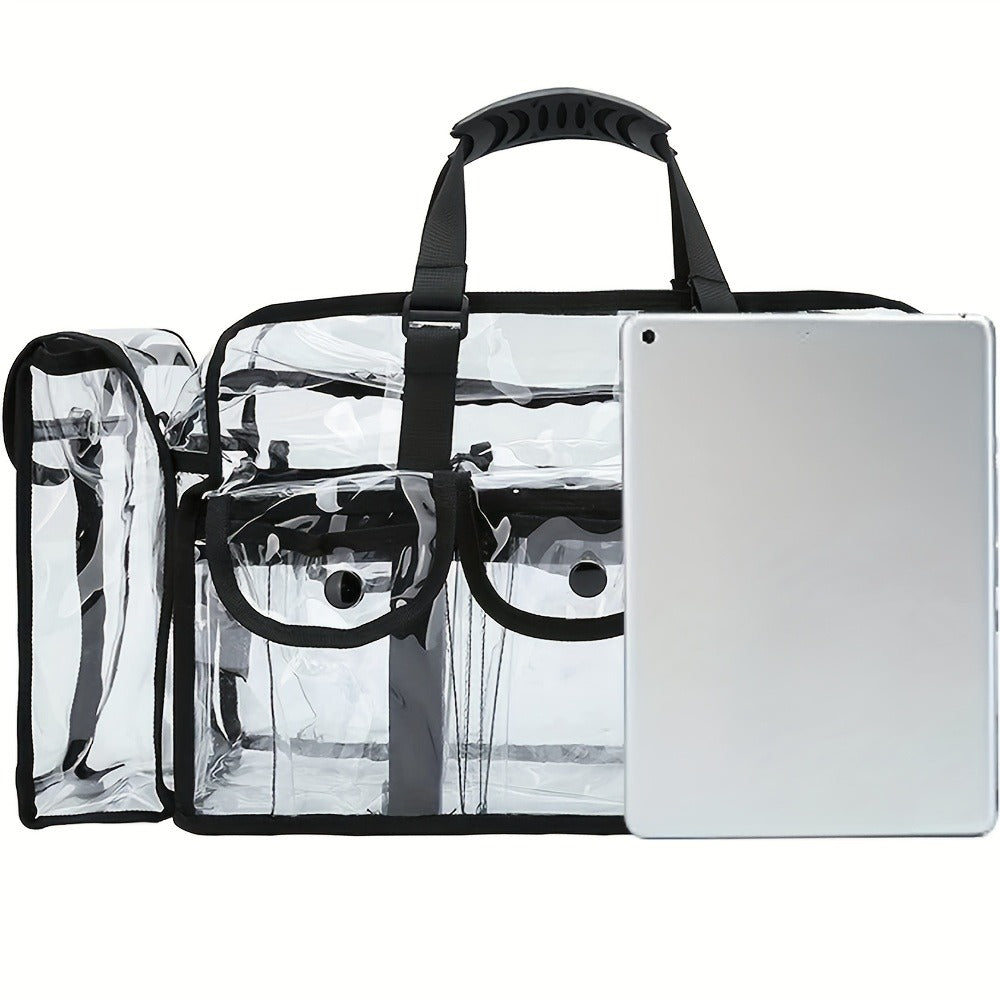 A Set of Extra-Large Professional Transparent PVC Bag, Ideal for Both Men And Women, Featuring Ample Storage Space, a Travel Design, Three External Pockets, And Adjustable Shoulder Straps