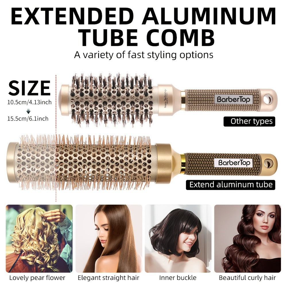 1 Extended Women's Styling Roller Comb, A High-temperature Resistant Professional Round Hair Brush with Nano Thermal Ceramic And Ion Technology, Suitable for Voluminous Bangs And Wavy Curls, Curling Styling Tool (extended Version)