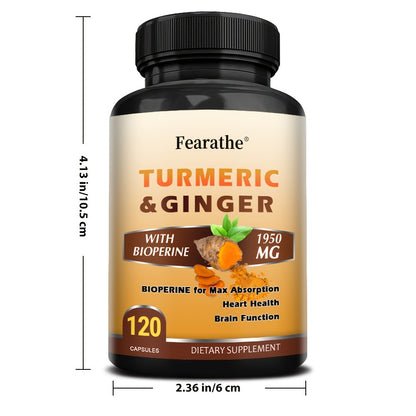 Turmeric & Ginger Capsules with Black Pepper – Anti-Inflammatory Supplement for Heart, Brain & Joint Health | 120 Capsules | ShopVora UK