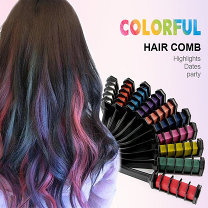 Hair Dye Chalk Comb 14-Color Set — Temporary Washable Hair Color, Plant-Based Squalane & Glycerin Formula, Vibrant Creative Styles for Parties & Events, Safe for All Hair Types