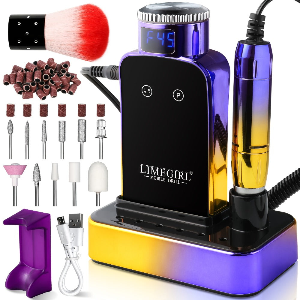 Electric Nail Drill Machine, 45000RPM Professional Nail File Cordless Rechargeable Nail Efile for Acrylic Gel Nails, Manicure Pedicure Polishing Shape Tools for Salon Home Use- Nail Drill