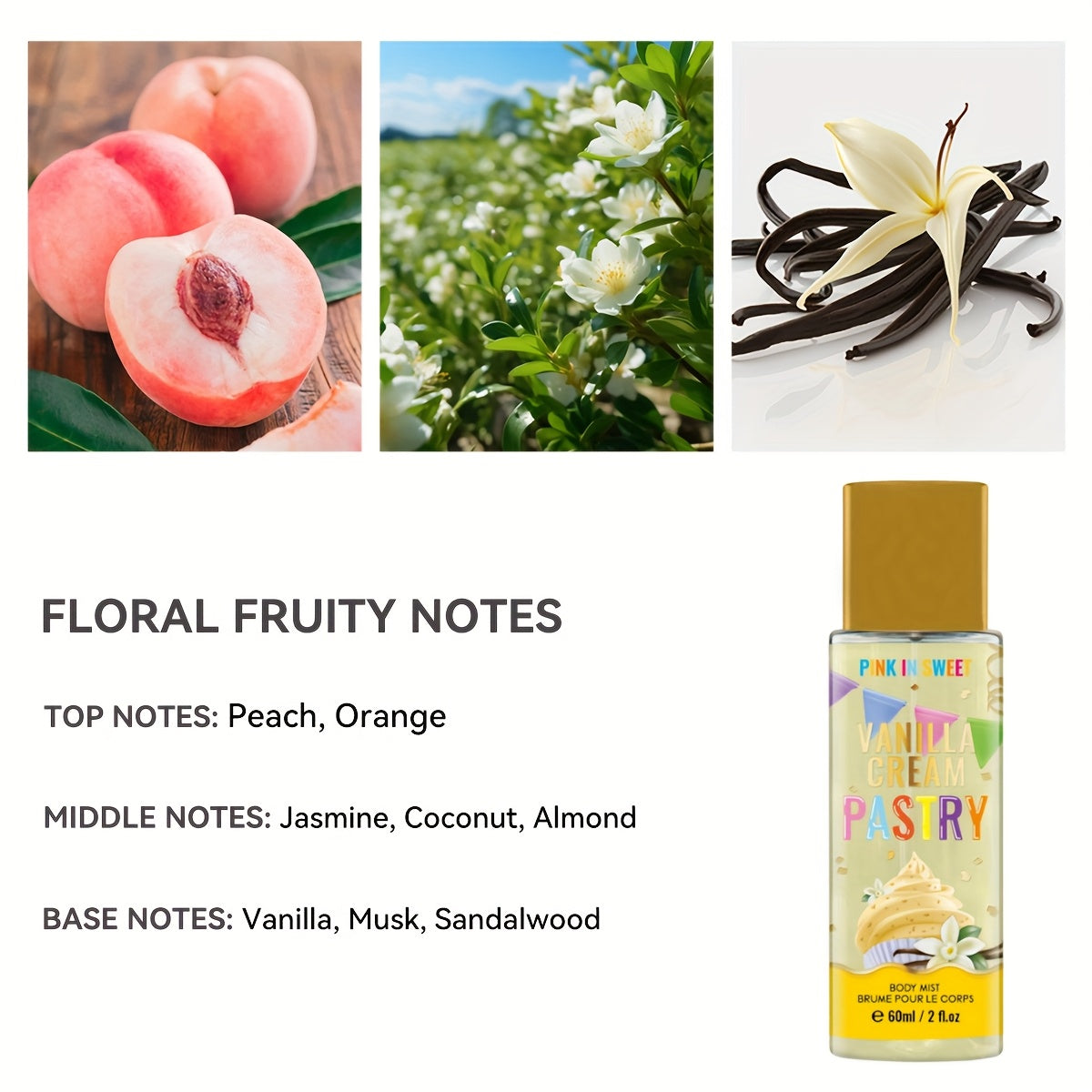 4pcs Gift Set - Women Body And Hair Spray 2Fl.Oz Each - Sweet Fragrance Perfume Spray Long Lasting Fresh Scent Fragrance Date Party And Gift
